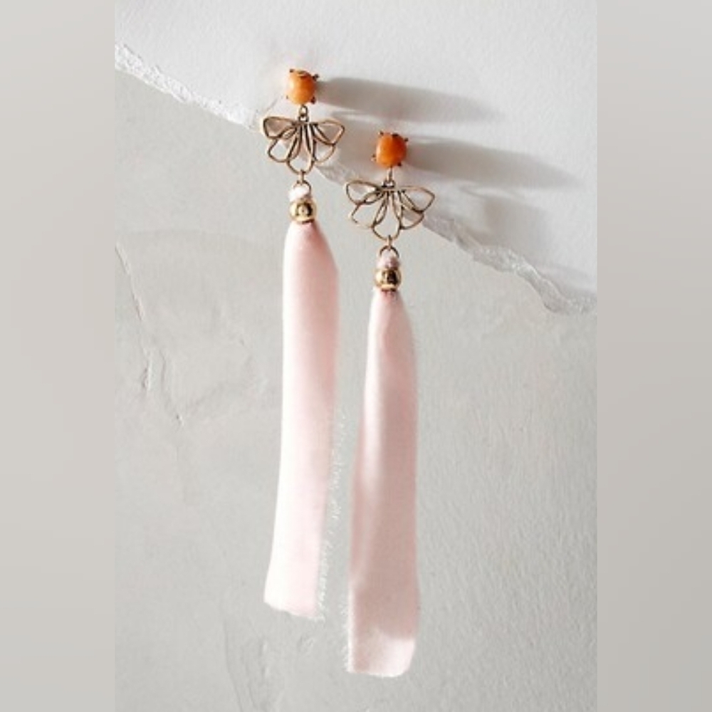 NWT Free People Pink Ribbon Lulu Dangles Earrings